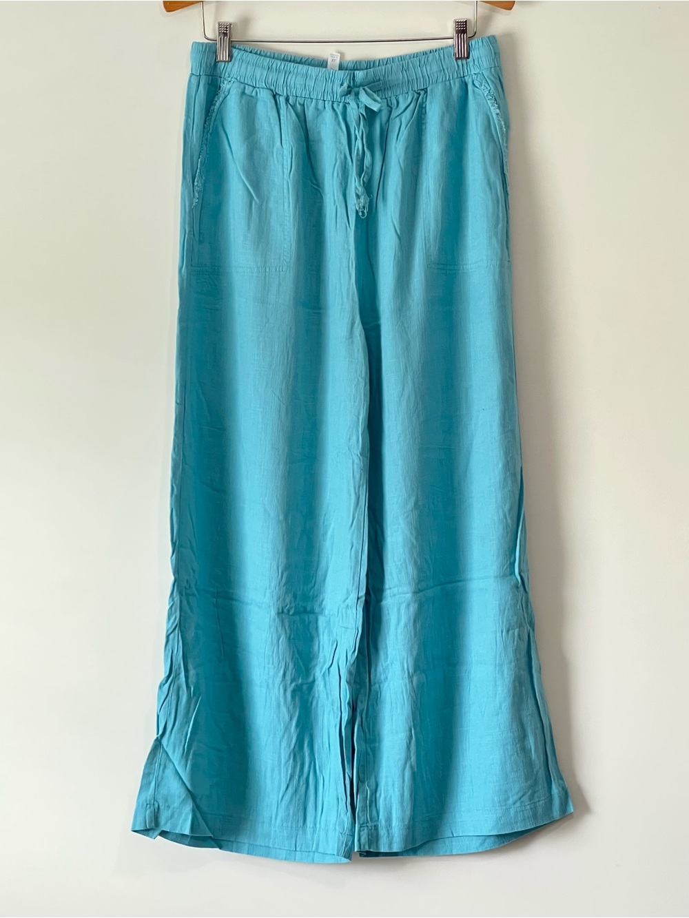 Zenana Outfitters Light Aqua Drawstring Wide-Leg Pants - Picture 7 of 7